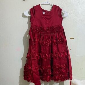 Bonnie Jean Red Rosette Kids Dress